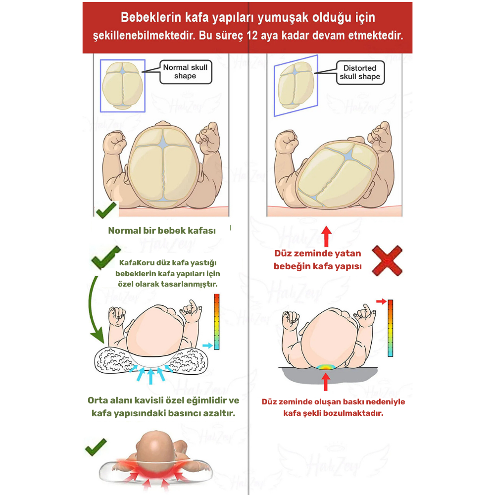 Düz Kafa Önleyici Pamuk Bebek Yastığı