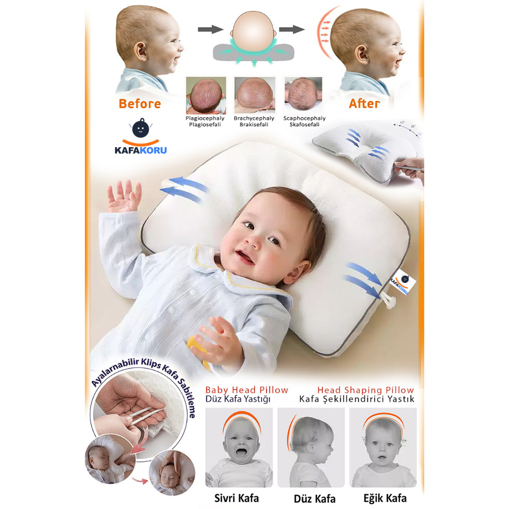 Düz Kafa Önleyici Pamuk Bebek Yastığı