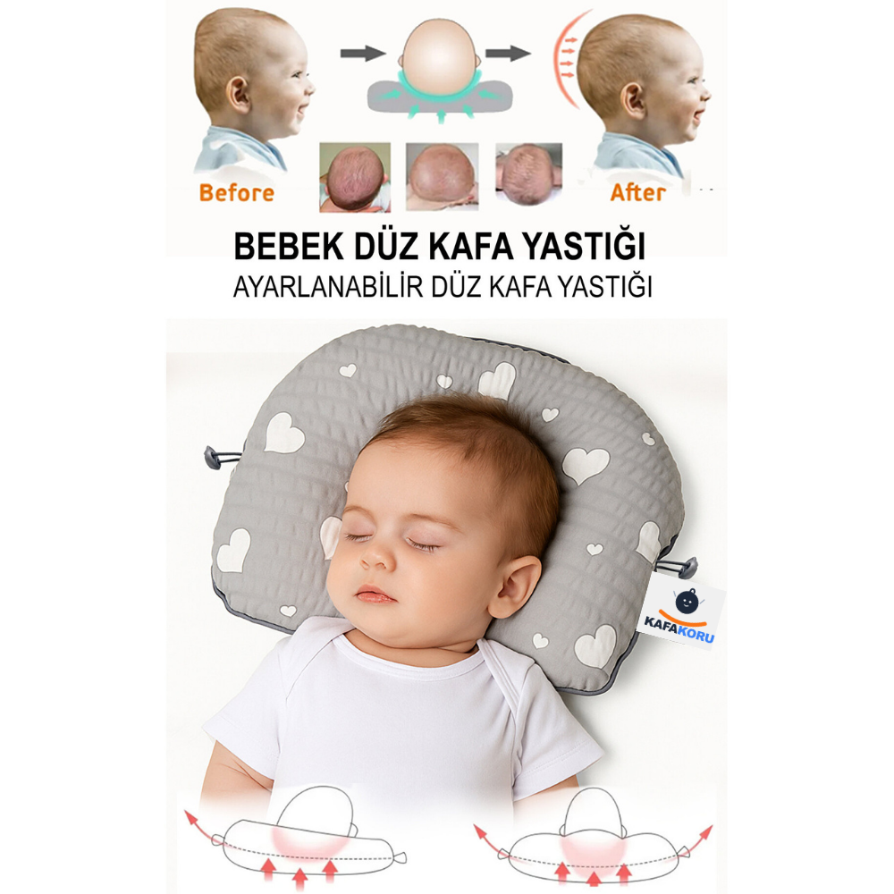 Düz Kafa Önleyici Pamuk Bebek Yastığı